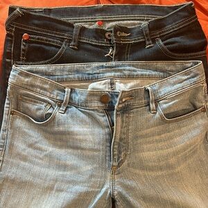 Women’s blue jeans bundle. Same size, different brands, colors, and fit.